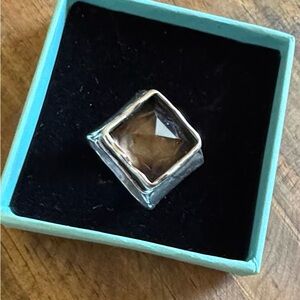 Silpada Silver Ring with smoky quartz Gemstone. Size 7